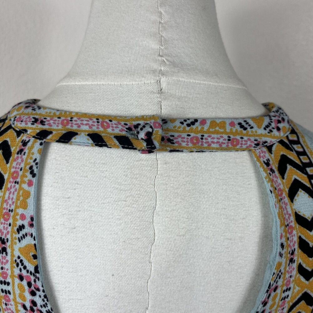 Free People Dress Womens 2 Multicolor Geometric Tegan Border Print Mini Boho - Picture 3 of 11